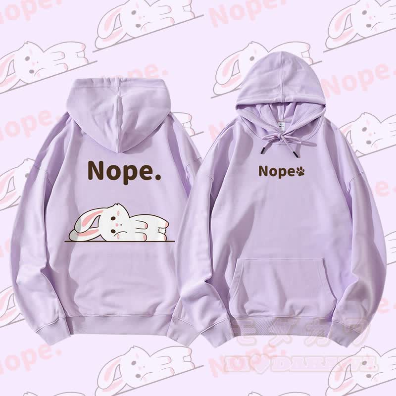 MODAKAWA バニー ライイング フラット グラフィック ストリートウェア プルオーバー パーカー - 紫 - 5XL - image 1