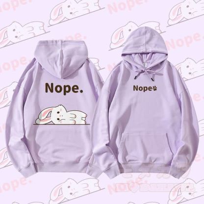 MODAKAWA バニー ライイング フラット グラフィック ストリートウェア プルオーバー パーカー - 紫 - 5XL - image 1