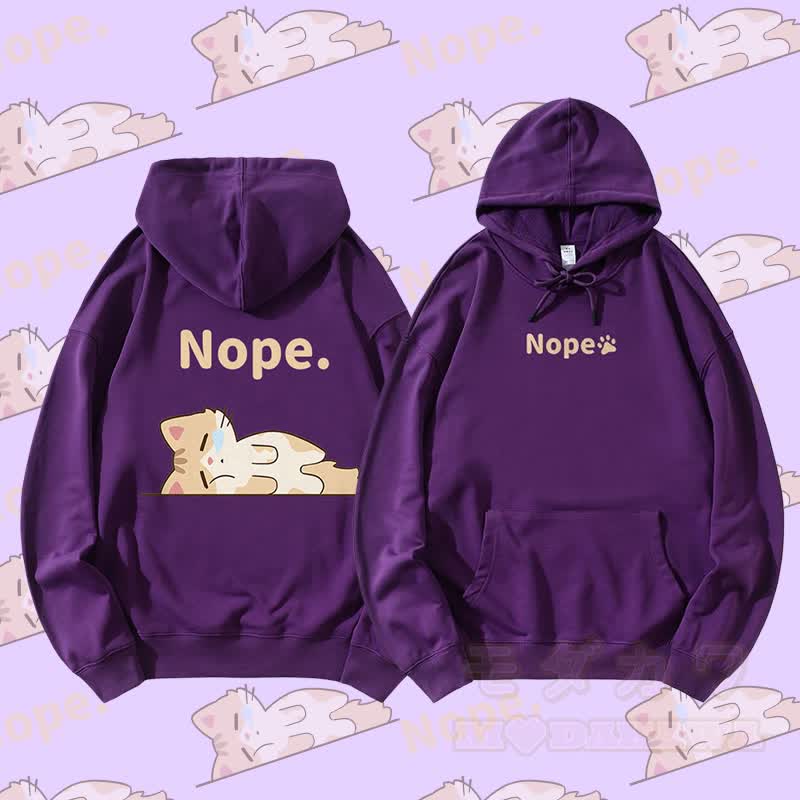 MODAKAWA キティ ライイング フラット グラフィック ストリートウェア プルオーバー パーカー - ダークパープル - 5XL - image 2