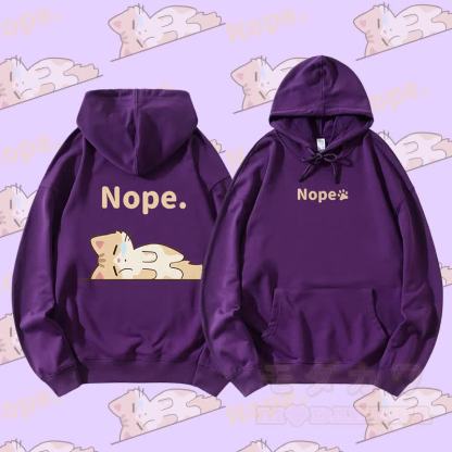 MODAKAWA キティ ライイング フラット グラフィック ストリートウェア プルオーバー パーカー - ダークパープル - 5XL - image 2