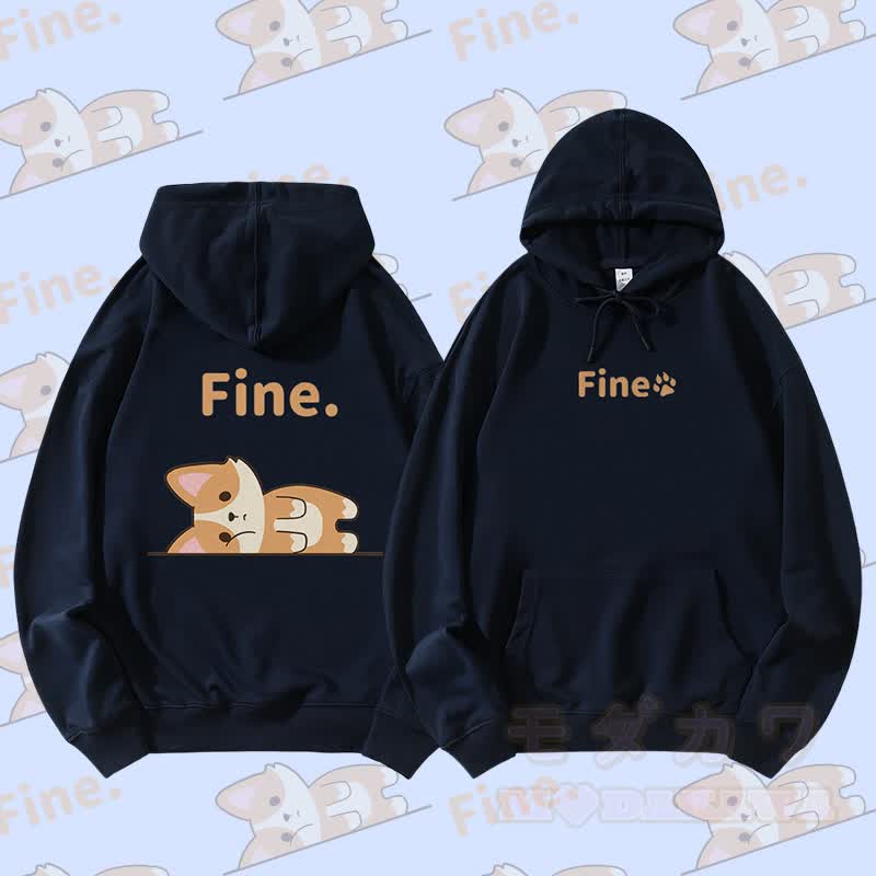 MODAKAWA フォックス ライイング フラット グラフィック ストリートウェア プルオーバー パーカー - 紫がかった青 - 5XL - image 1