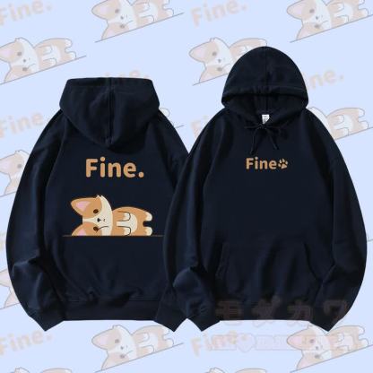 MODAKAWA フォックス ライイング フラット グラフィック ストリートウェア プルオーバー パーカー - 紫がかった青 - 5XL - image 1