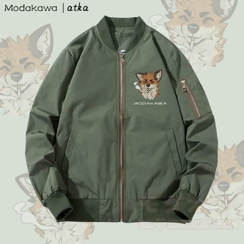 MODAKAWA X atka Fox スモーキンググラフィック ジップアップ アウタージャケット - 濃厚 - 緑 - 4XL - image 2