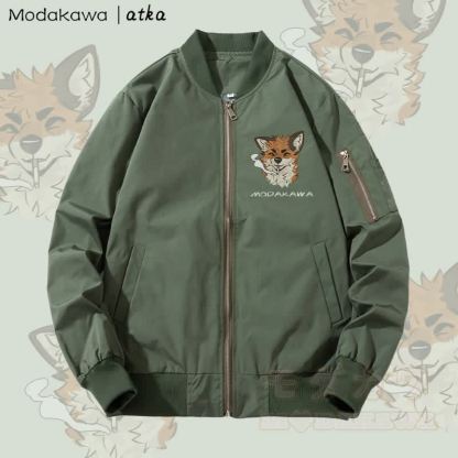 MODAKAWA X atka Fox スモーキンググラフィック ジップアップ アウタージャケット - 濃厚 - 緑 - 4XL - image 2