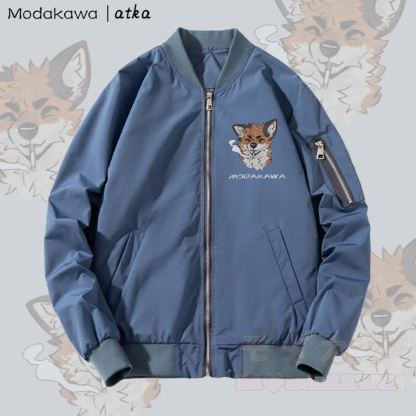 MODAKAWA X atka Fox スモーキンググラフィック ジップアップ アウタージャケット - 濃厚 - 青 - 4XL - image 1