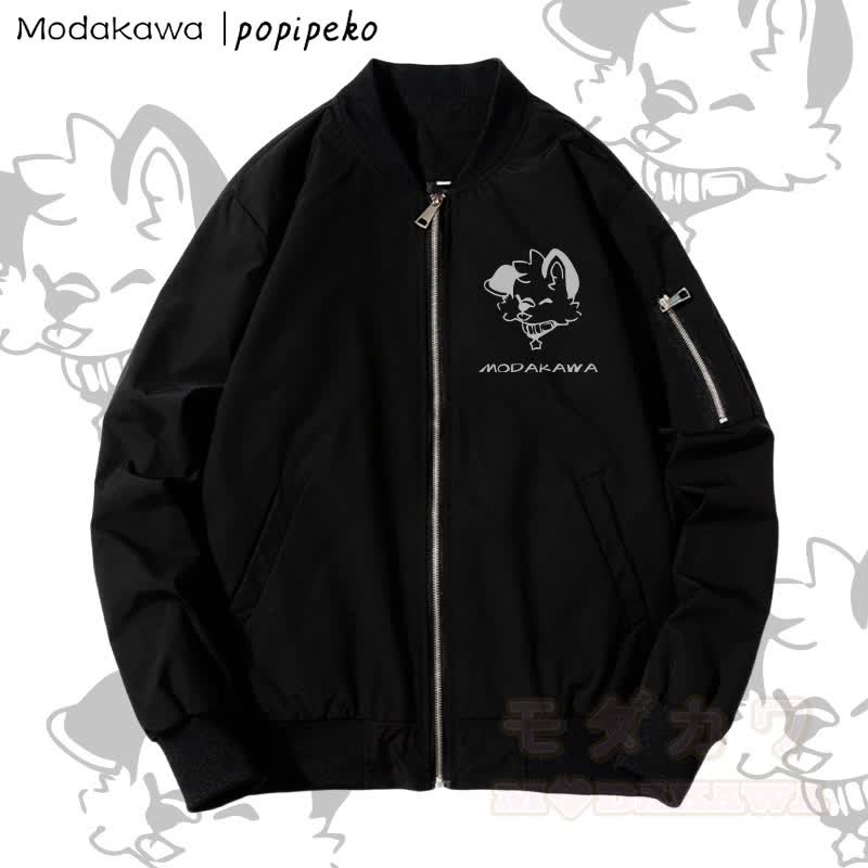 MODAKAWA X popipeko パピーグラフィック ジップアップ アウタージャケット - 濃厚 - 黒 - 4XL - image 2