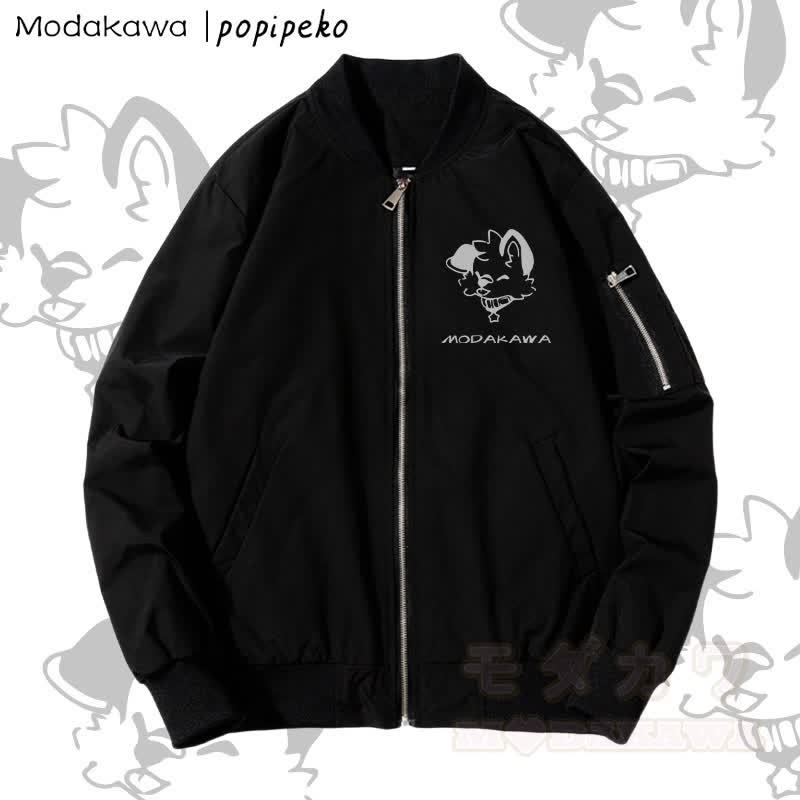 MODAKAWA X popipeko パピーグラフィック ジップアップ アウタージャケット - 濃厚 - 黒 - 4XL - image 2