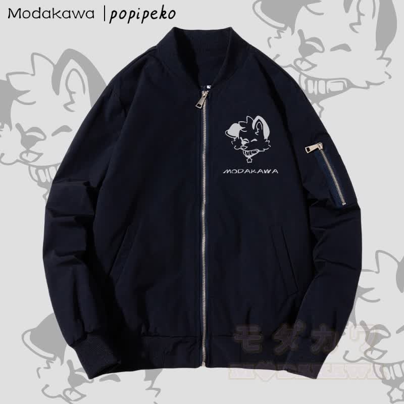 MODAKAWA X popipeko パピーグラフィック ジップアップ アウタージャケット - 濃厚 - 紫がかった青 - 4XL - image 1