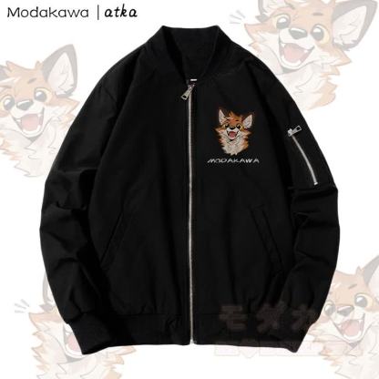 MODAKAWA X atka チアフルフォックスグラフィック ジップアップ アウタージャケット - 濃厚 - 黒 - 4XL - image 4