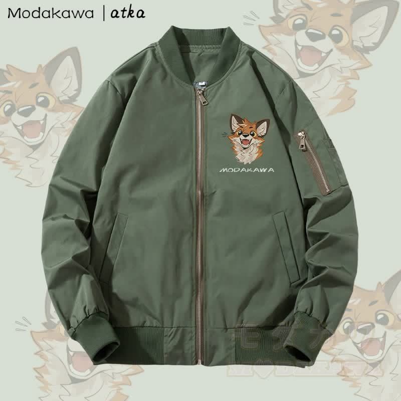 MODAKAWA X atka チアフルフォックスグラフィック ジップアップ アウタージャケット - 濃厚 - 緑 - 4XL - image 2