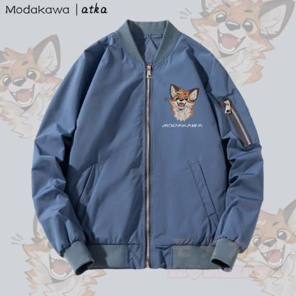 MODAKAWA X atka チアフルフォックスグラフィック ジップアップ アウタージャケット - 濃厚 - 青 - 4XL - image 1