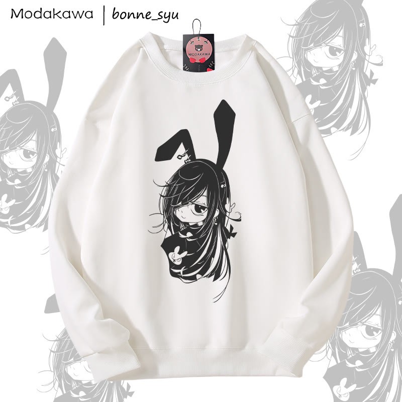 MODAKAWA X bonne_syu バニーガール グラフィック ユニセックス スウェットシャツ - White - 5XL - image 1
