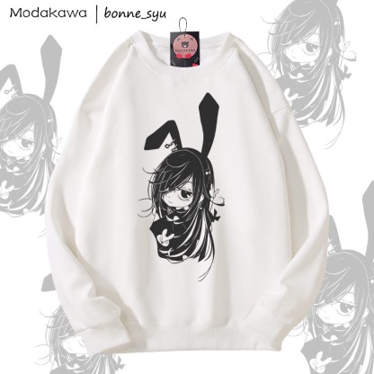 MODAKAWA X bonne_syu バニーガール グラフィック ユニセックス スウェットシャツ - White - 5XL - image 1