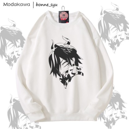 MODAKAWA X bonne_syu 鬼ボーイ グラフィック ユニセックス スウェットシャツ - White - 5XL - image 1
