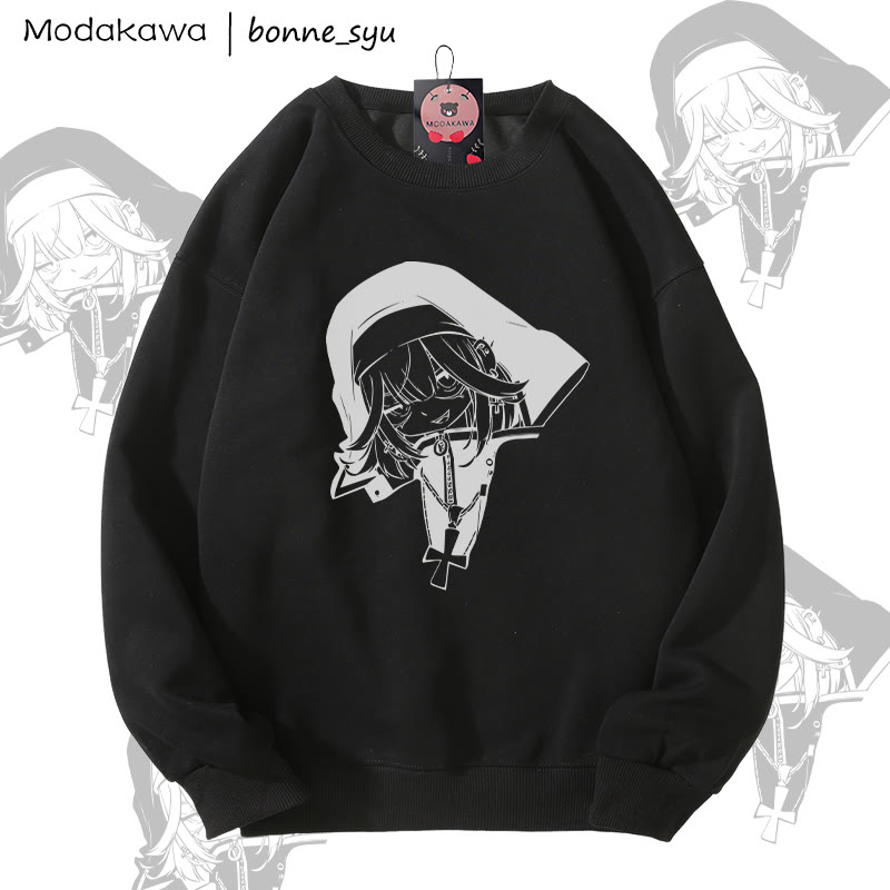 MODAKAWA X bonne_syu ゴシック ヌン グラフィック ユニセックス スウェットシャツ - Black - 5XL - image 1
