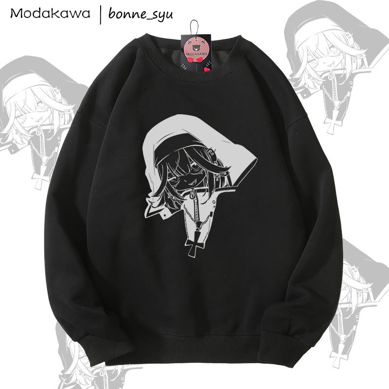 MODAKAWA X bonne_syu ゴシック ヌン グラフィック ユニセックス スウェットシャツ - Black - 5XL - image 1