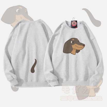 MODAKAWA 子犬の顔と尻尾のグラフィック ユニセックス スウェットシャツ - グレー - 5XL - image 1