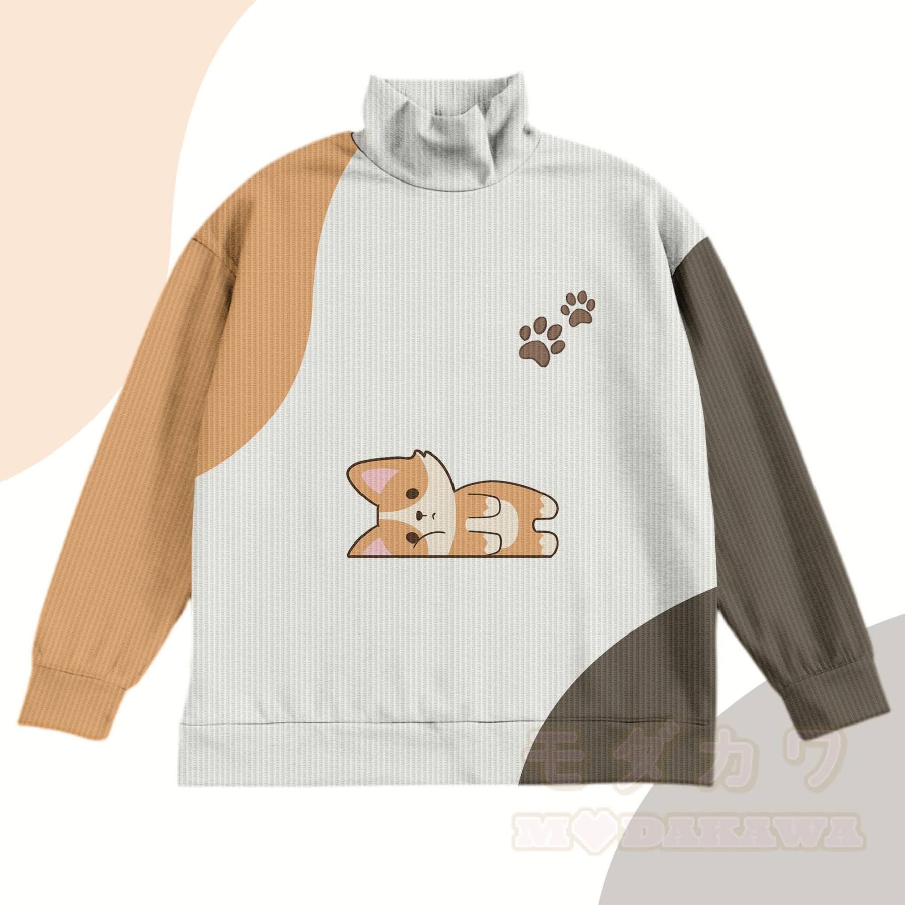 MODAKAWA フォックス ライイング フラット グラフィック オールオーバープリント ワッフル スウェットシャツ - ベージュ - 4XL - image 1