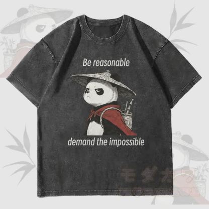 MODAKAWA BE REASONABLE パンダグラフィック ユニセックス ヴィンテージウォッシュTシャツ - 黒 - 4XL - image 1