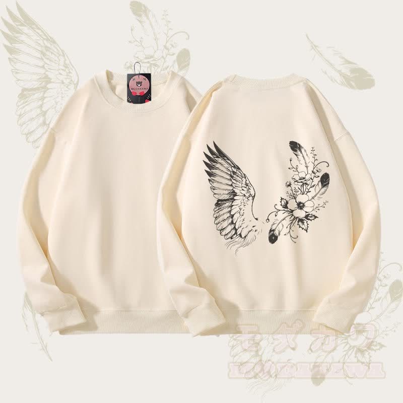 MODAKAWA フラワーバードグラフィック ユニセックス スウェットシャツ - ベージュ - 5XL - image 2