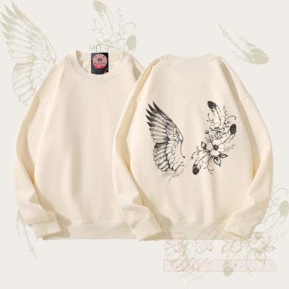 MODAKAWA フラワーバードグラフィック ユニセックス スウェットシャツ - ベージュ - 5XL - image 2