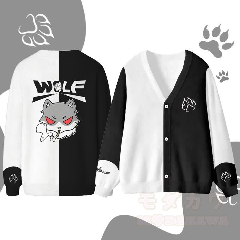 MODAKAWA スモーキングウルフ グラフィックカーディガントップス - 黒 - 4XL - image 1