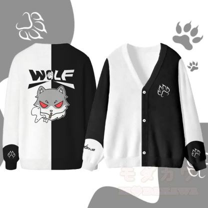 MODAKAWA スモーキングウルフ グラフィックカーディガントップス - 黒 - 4XL - image 1