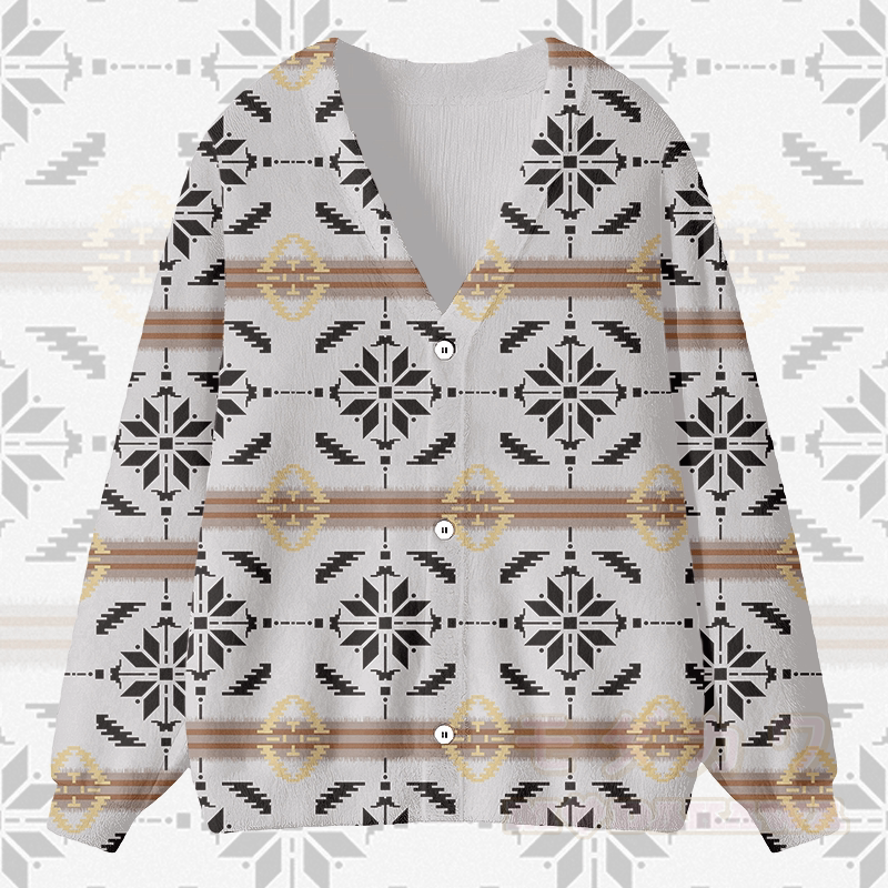 MODAKAWA シンメトリージオメトリックグラフィックカーディガントップス - ホワイトB - 4XL - image 2