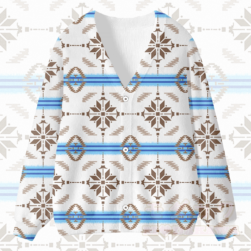 MODAKAWA シンメトリージオメトリックグラフィックカーディガントップス - ホワイトA - 4XL - image 1