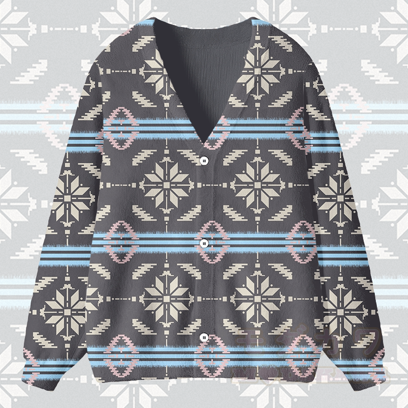 MODAKAWA シンメトリージオメトリックグラフィックカーディガントップス - グレー - 4XL - image 3