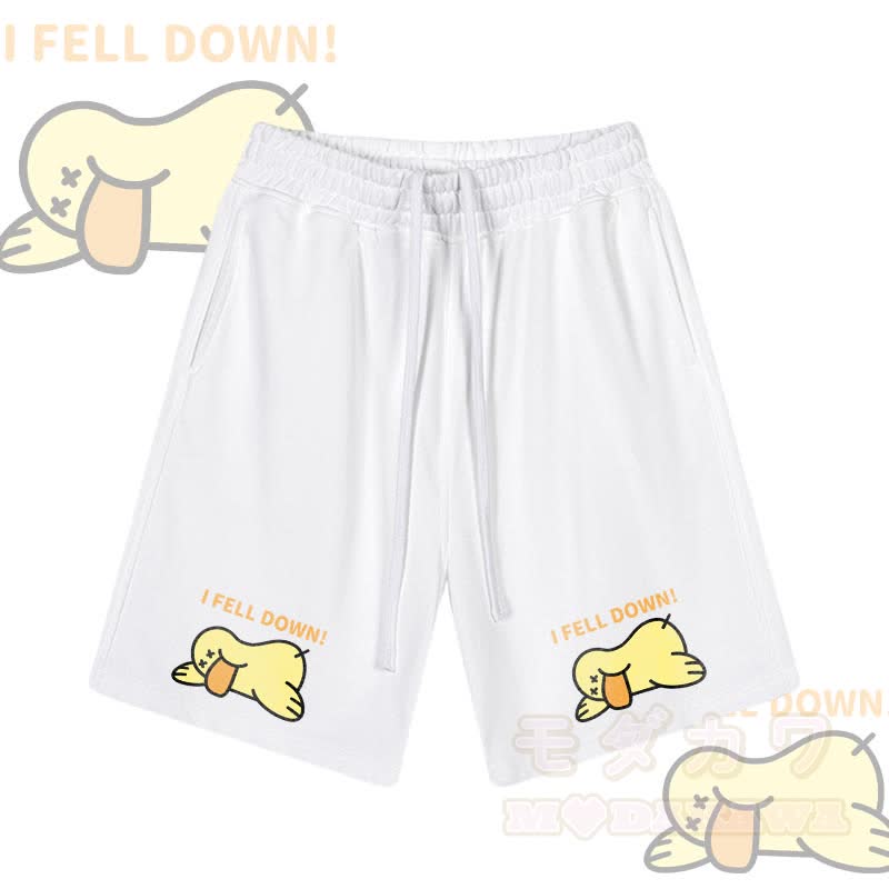 MODAKAWA I FELL DOWN ダックグラフィック ドローストリングショーツ - 白 - 2XL - image 4