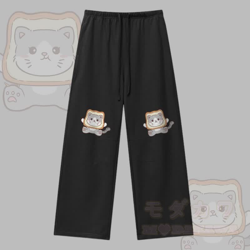 MODAKAWA トーストキャット グラフィック ドローストリングパンツ - 黒 - XL - image 1