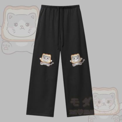 MODAKAWA トーストキャット グラフィック ドローストリングパンツ - 黒 - XL - image 1
