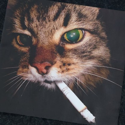 スモーキングキャットグラフィック ユニセックス ヴィンテージ ウォッシュドTシャツ - image 2