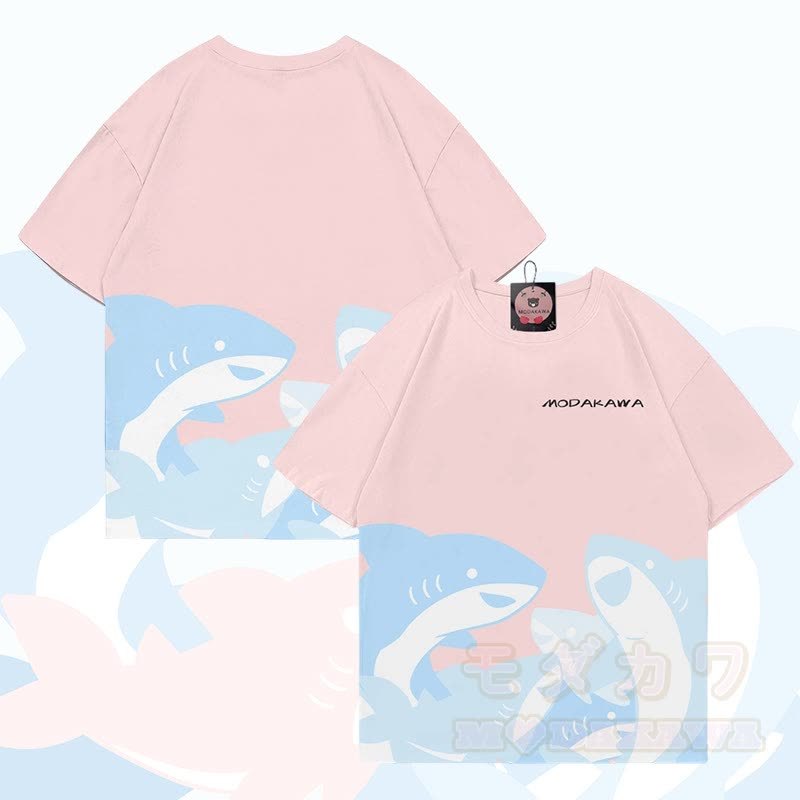 MODAKAWA おもしろサメグラフィック オールオーバープリント Tシャツ - ピンク - 5XL - image 3