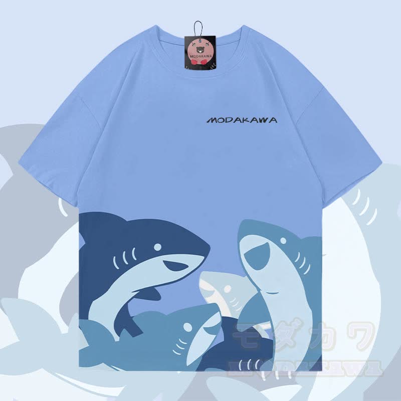 MODAKAWA おもしろサメグラフィック オールオーバープリント Tシャツ - image 1