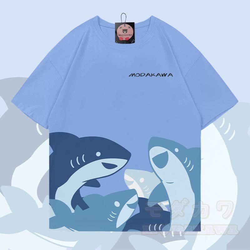 MODAKAWA おもしろサメグラフィック オールオーバープリント Tシャツ - image 1