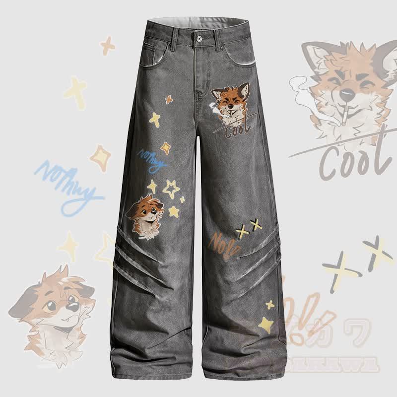 MODAKAWA X atka Fox スモーキンググラフィックデニムパンツ - グレー - 2XL - image 1