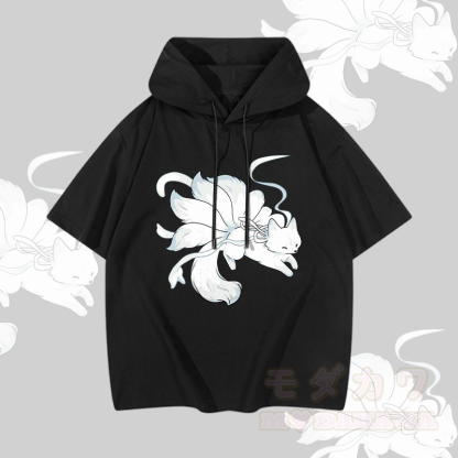 MODAKAWA ランニング 九尾狐 グラフィック 半袖パーカー - 黒 - 3XL - image 3