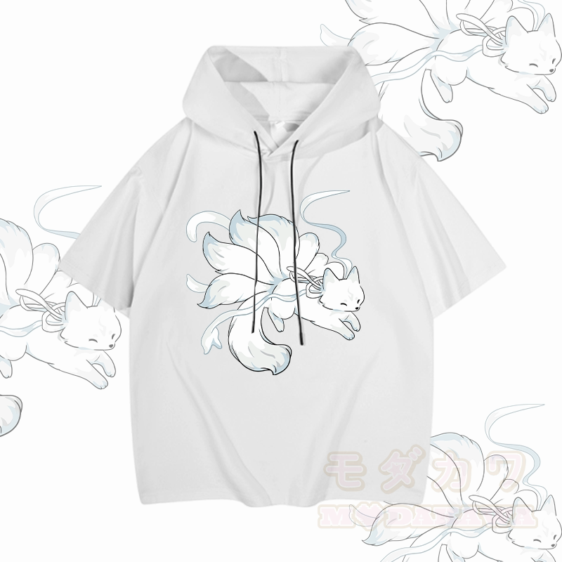 MODAKAWA ランニング 九尾狐 グラフィック 半袖パーカー - 白 - 3XL - image 2