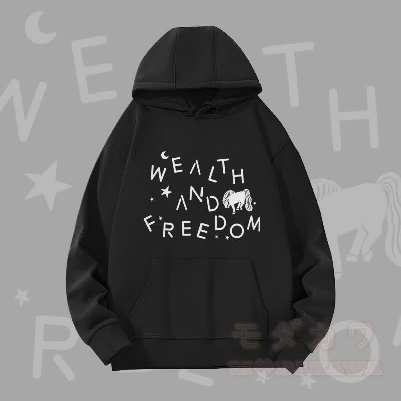 MODAKAWA WEALTH AND FREEDOM 馬のグラフィック ヘビーウェイト パーカー - 黒 - 2XL - image 1