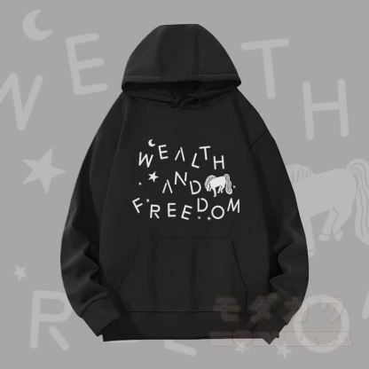 MODAKAWA WEALTH AND FREEDOM 馬のグラフィック ヘビーウェイト パーカー - 黒 - 2XL - image 1