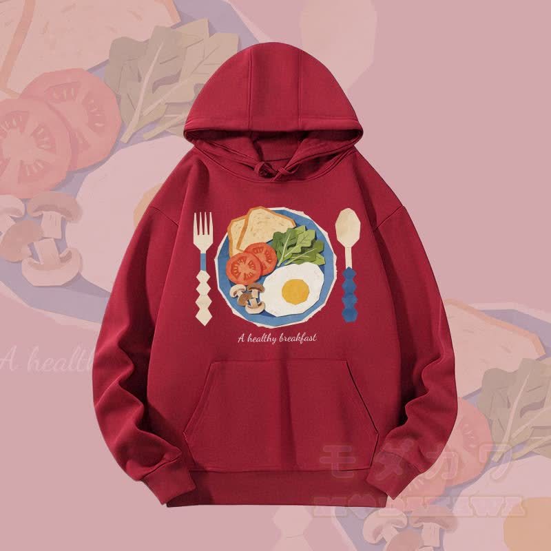 MODAKAWA ヘルシーブレックファースト グラフィック ヘビーウェイト パーカー - ワインレッド - 2XL - image 2