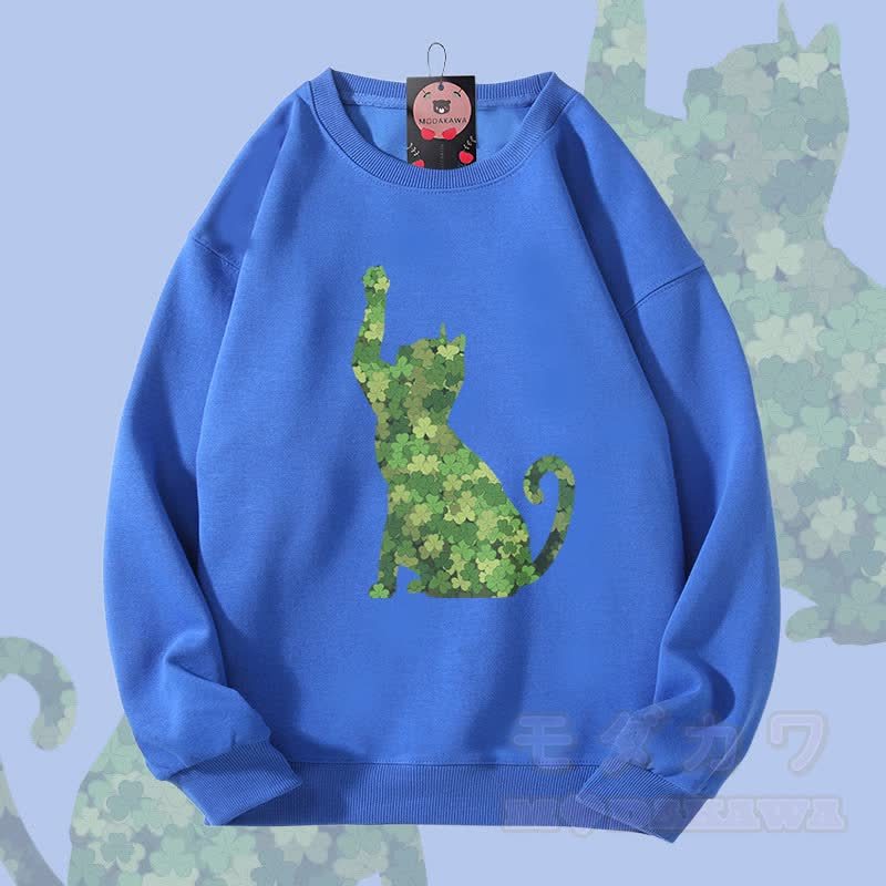 MODAKAWA クローバーキャットグラフィック ユニセックス スウェットシャツ - ロイヤルブルー - 5XL - image 2