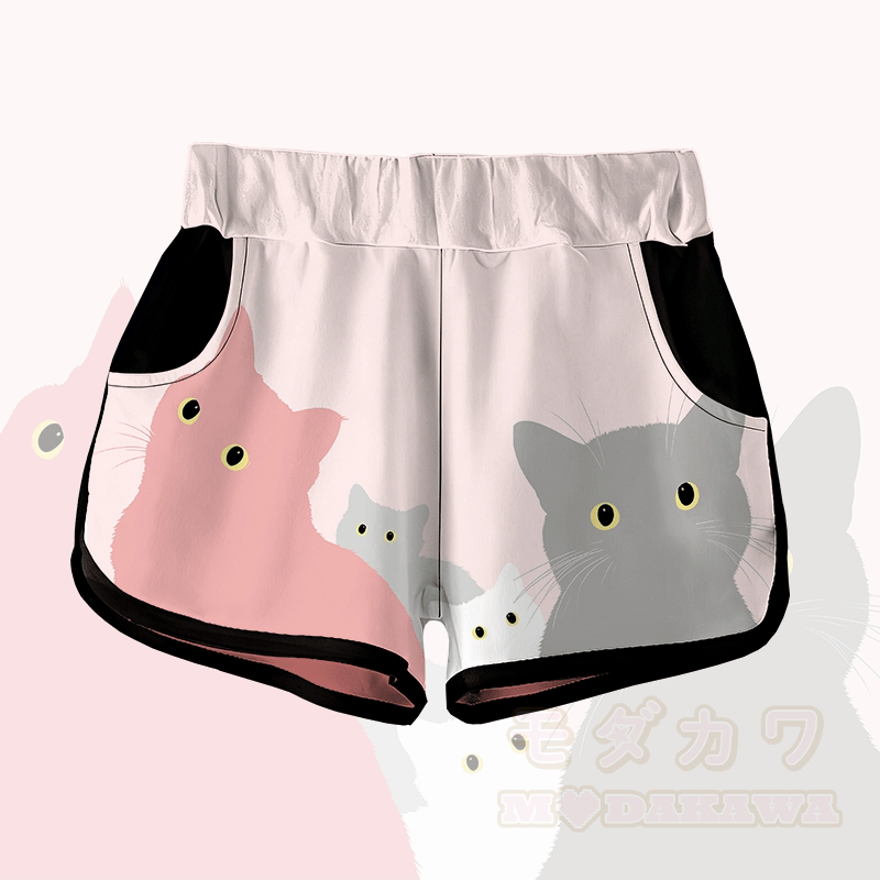 MODAKAWA 好奇心旺盛な猫 グラフィックショーツ - ピンク - 5XL - image 2