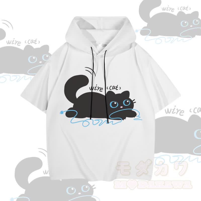 MODAKAWA ワイヤー入りキャットグラフィック半袖パーカー - 白 - 3XL - image 3