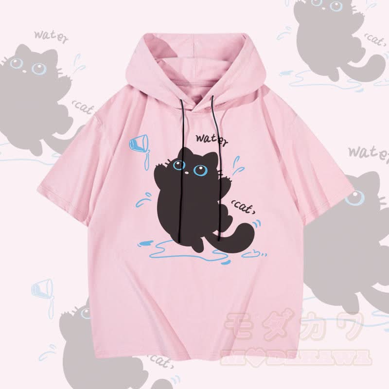 MODAKAWA 水と猫のグラフィック半袖パーカー - ピンク - 3XL - image 2