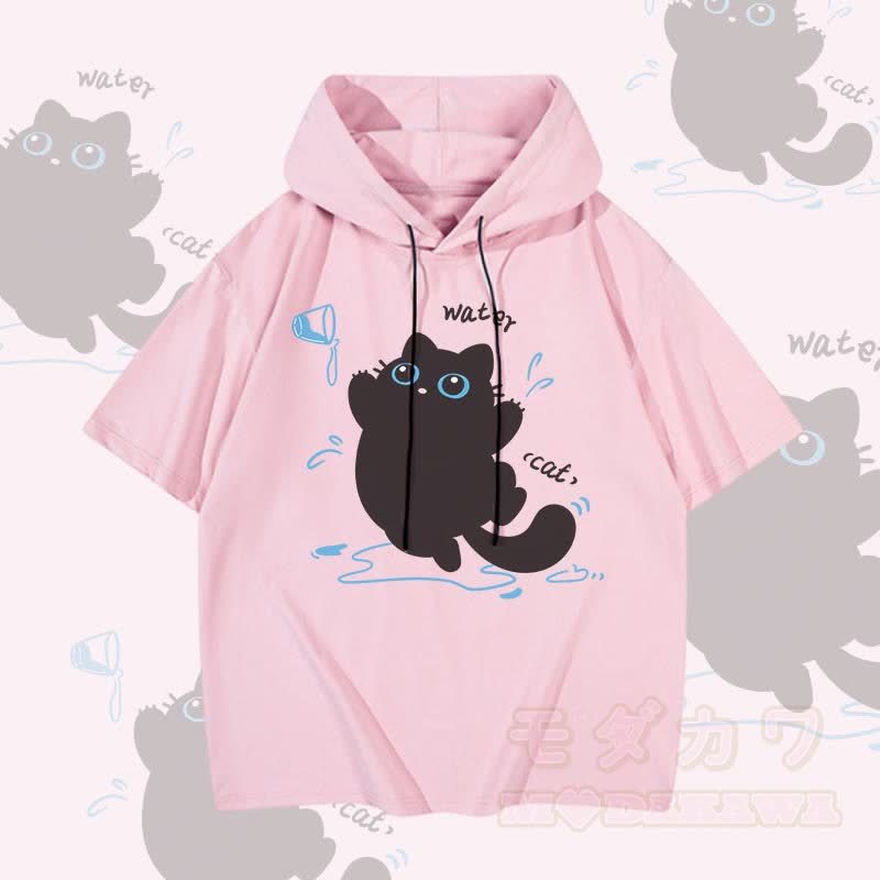 MODAKAWA 水と猫のグラフィック半袖パーカー - ピンク - 3XL - image 2