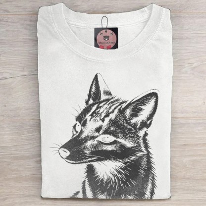 MODAKAWA キツネ柄 ユニセックス ヴィンテージウォッシュ加工Tシャツ - White - 5XL - image 1