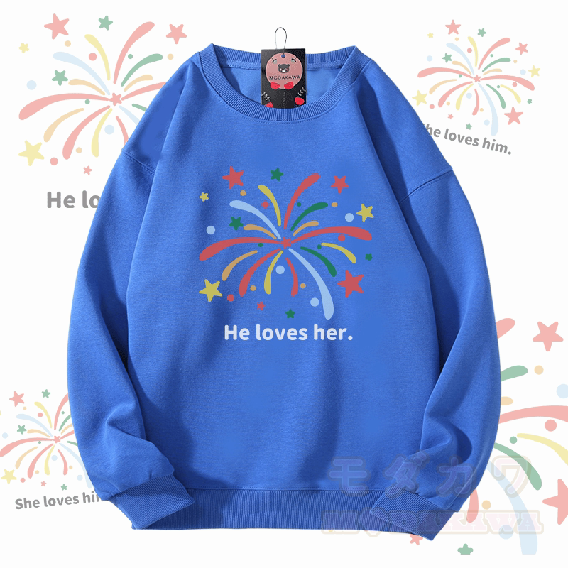 MODAKAWA 花火グラフィック ユニセックス スウェットシャツ - ロイヤルブルー - 5XL - image 8